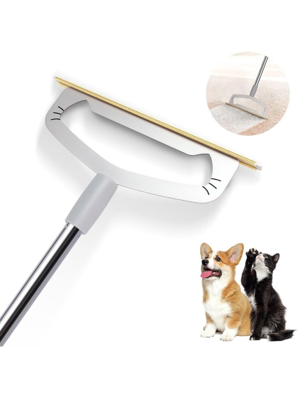 Premium Dog Hair Remover Rake - XL Pet Hair Tool for Carpets, Rugs & Furniture